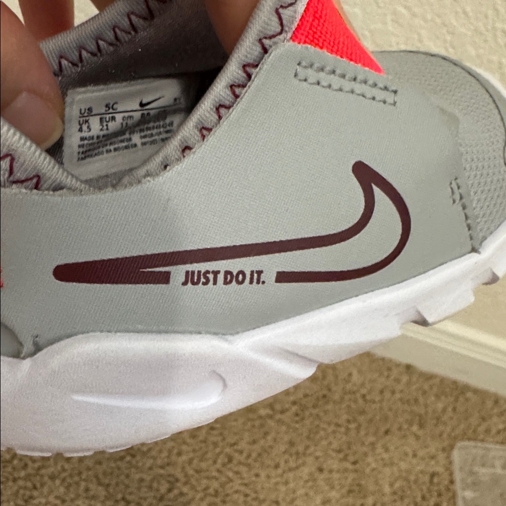 Nike Toddler Sneakers Gray & Red, Size 5C, Gently Used. - Picture 6 of 8